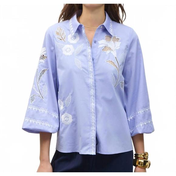 NEW FIGUE elaine top in lotus blue - Picture 1 of 3